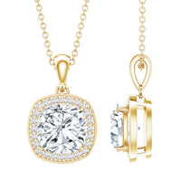 Certified 3 Carat Cushion Cut Moissanite Pendant