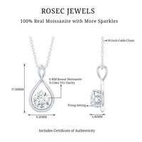 0.9 Carat Solitaire Moissanite Infinity Pendant with Certificate