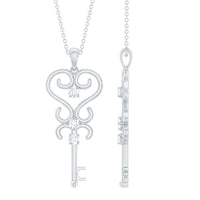 Vintage Looking Moissanite Key Pendant Necklace for Women