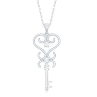 Vintage Looking Moissanite Key Pendant Necklace for Women