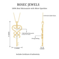 Vintage Looking Moissanite Key Pendant Necklace for Women