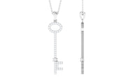 Simple Moissanite Key Pendant with Certificate