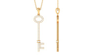 Simple Moissanite Key Pendant with Certificate