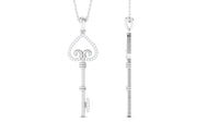 Vintage Inspired Certified Moissanite Heart and Key Necklace