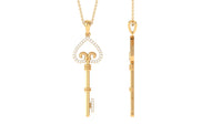 Vintage Inspired Certified Moissanite Heart and Key Necklace