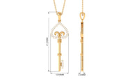 Vintage Inspired Certified Moissanite Heart and Key Necklace