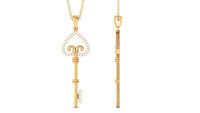 Vintage Inspired Certified Moissanite Heart and Key Necklace