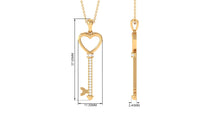 Certified Moissanite Open Heart and Key Pendant Necklace
