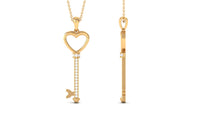 Certified Moissanite Open Heart and Key Pendant Necklace