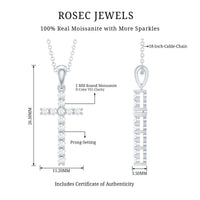 Certified Moissanite Cross Pendant Necklace for Women