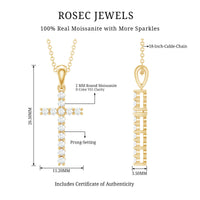 Certified Moissanite Cross Pendant Necklace for Women