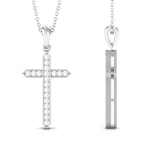 Round Moissanite Cross Pendant Necklace