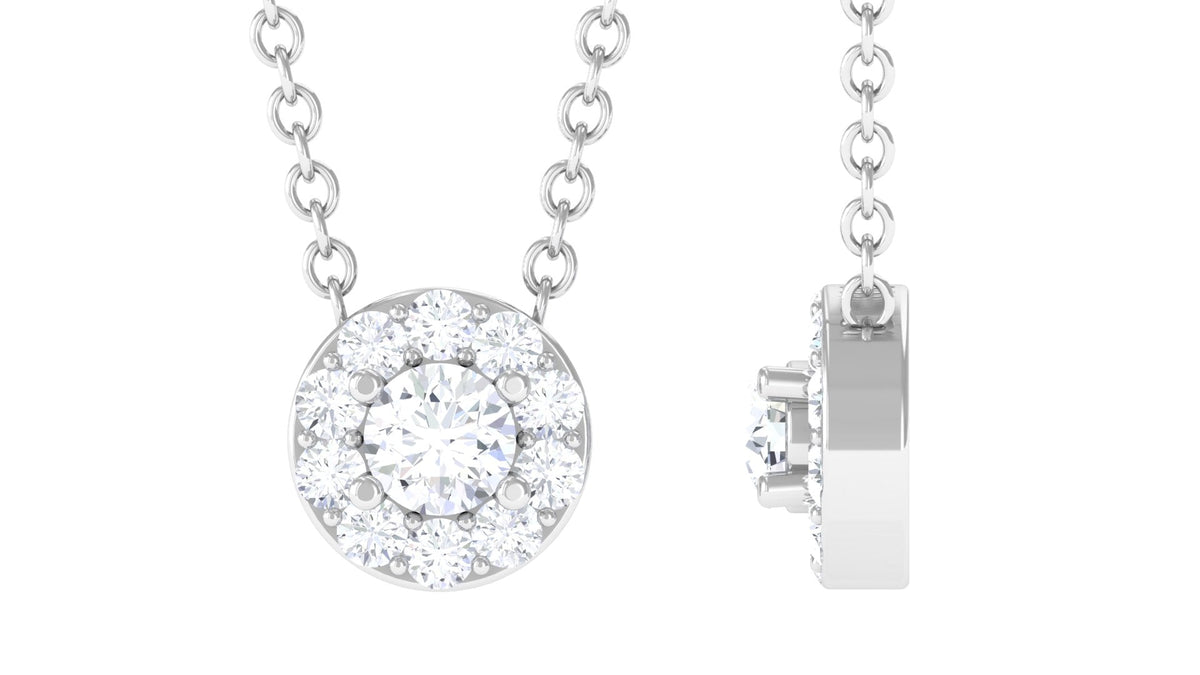 Certified Moissanite Minimalist Halo Necklace