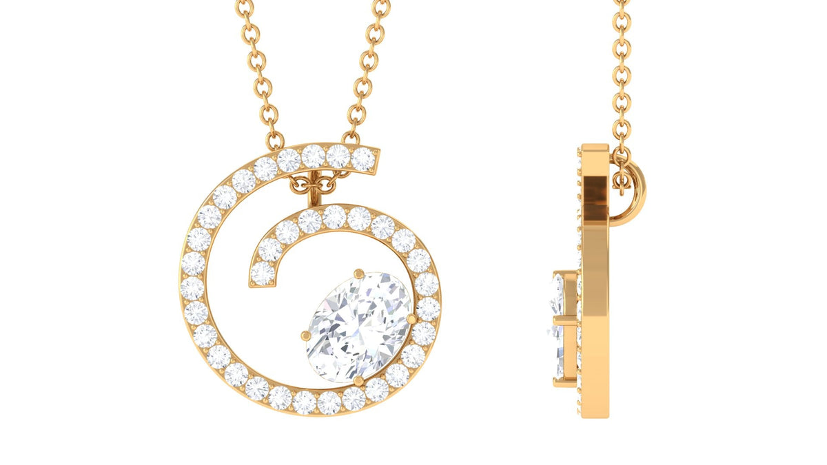 Contemporary Swirl Pendant with Moissanite