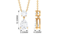 Certified Moissanite Two Stone Drop Necklace