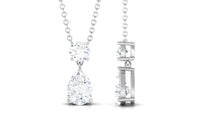 Certified Moissanite Two Stone Drop Necklace