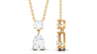 Certified Moissanite Two Stone Drop Necklace