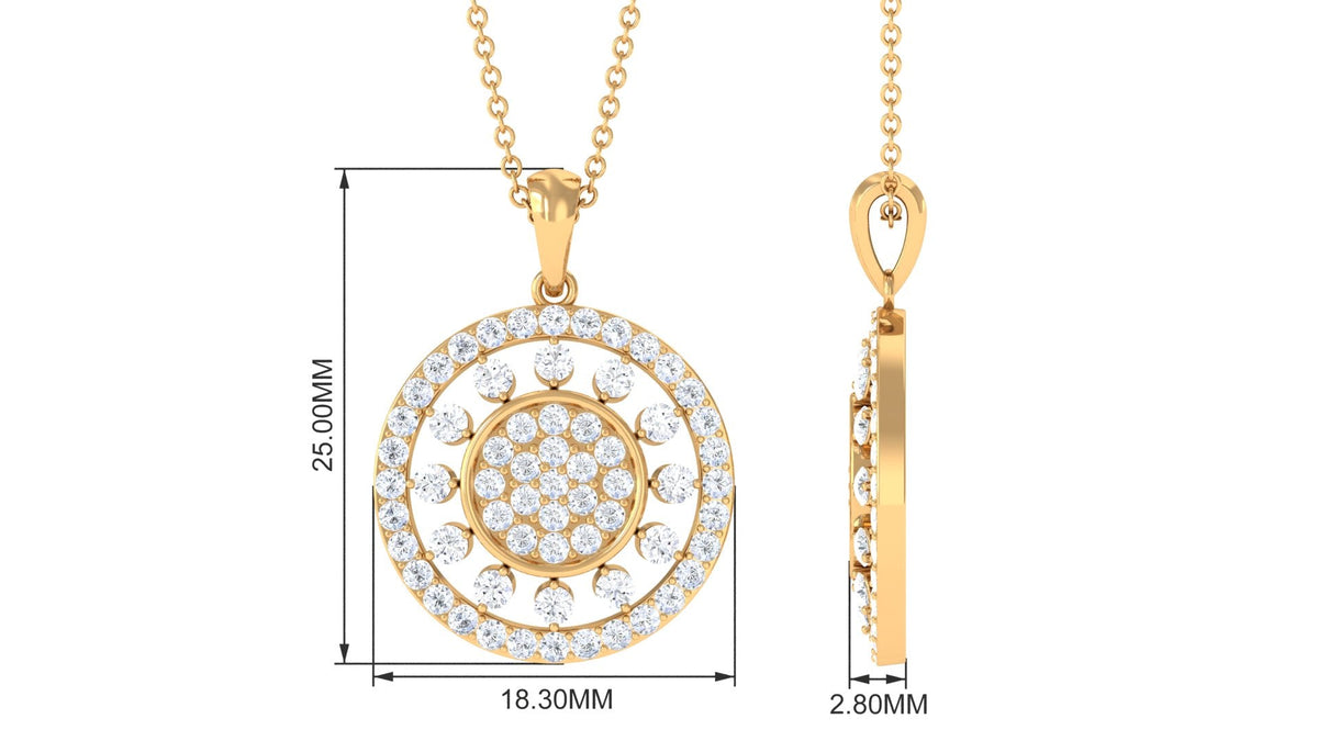 2.25 CT Pave Moissanite Round Vintage Pendant Necklace