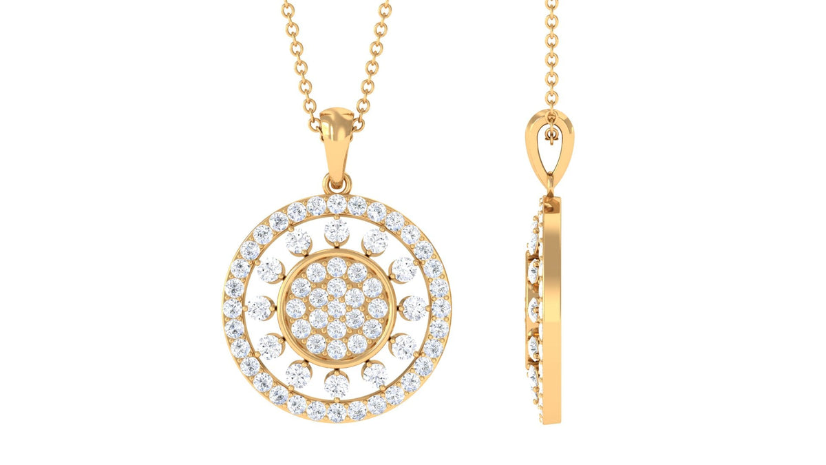 2.25 CT Pave Moissanite Round Vintage Pendant Necklace