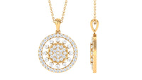 2.25 CT Pave Moissanite Round Vintage Pendant Necklace