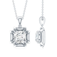 Certified Moissanite Solitaire Pendant in Prong Setting