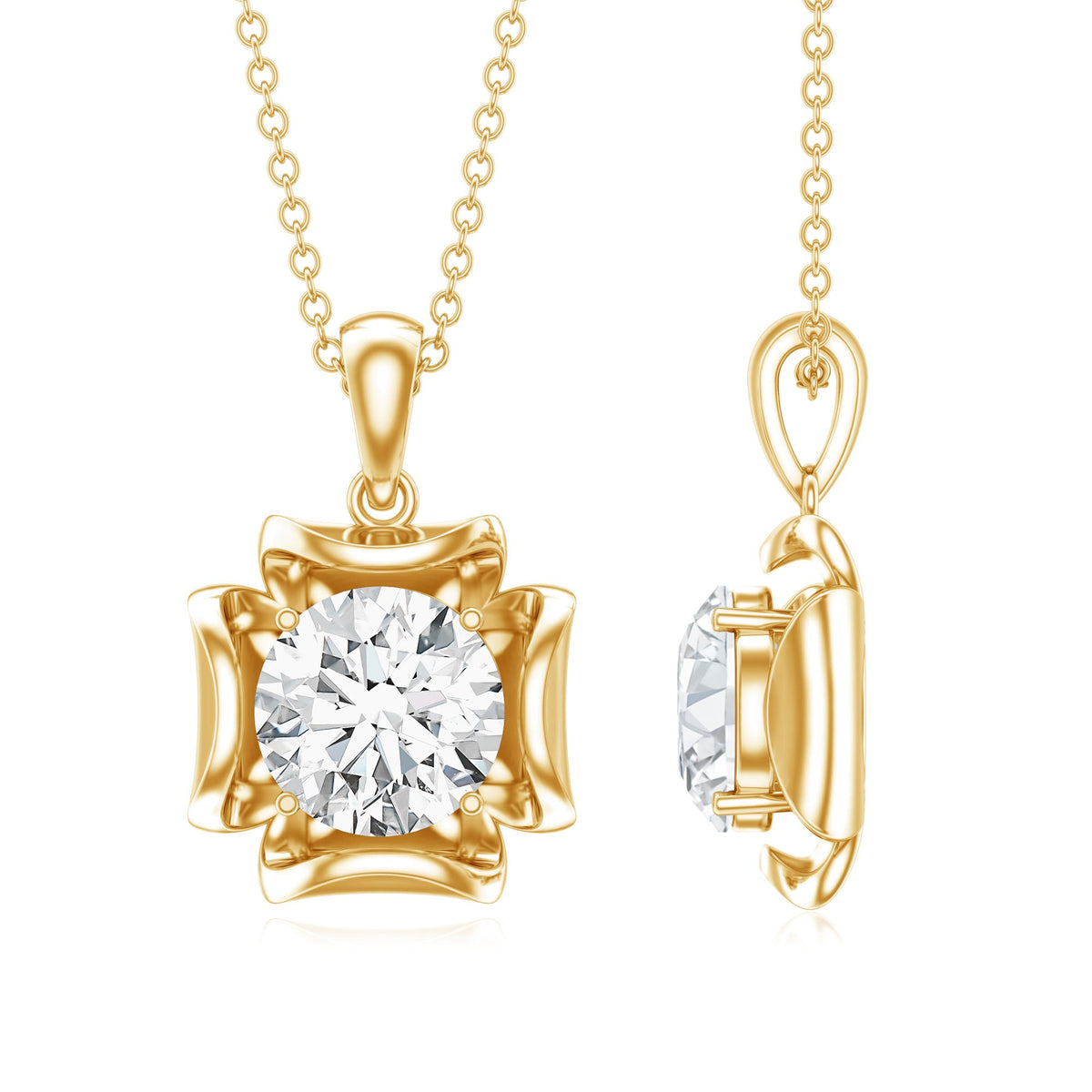 Certified Moissanite Solitaire Pendant in Prong Setting