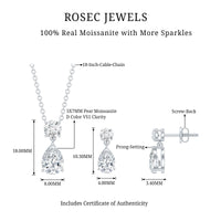 2.5 CT Moissanite Teardrop Two Stone Jewelry Set