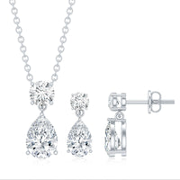 2.5 CT Moissanite Teardrop Two Stone Jewelry Set