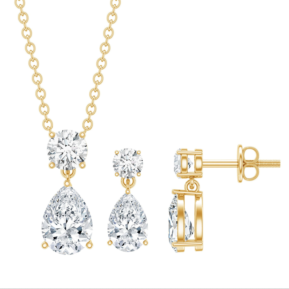 2.5 CT Moissanite Teardrop Two Stone Jewelry Set