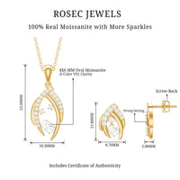 Certified Moissanite Designer Pendant and Earrings Set