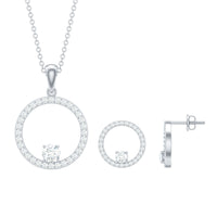 Certified Moissanite Open Circle Jewelry Set