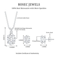 Certified Moissanite Oval Necklace and Earrings Set