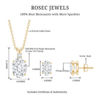 Certified Moissanite Oval Necklace and Earrings Set