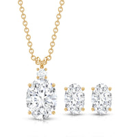 Certified Moissanite Oval Necklace and Earrings Set