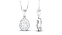 Moissanite Teardrop Halo Pendant Necklace