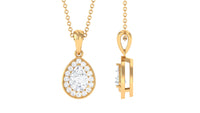 Moissanite Teardrop Halo Pendant Necklace