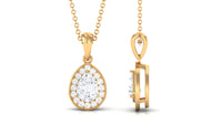 Moissanite Teardrop Halo Pendant Necklace