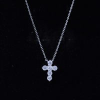 Round Cut Moissanite Cross Pendant Necklace