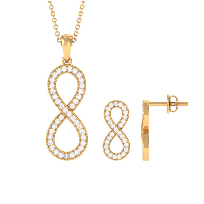 Elegant simple moissanite infinity jewelry set featuring sparkling moissanite stones and delicate infinity design from Rosec Jewels