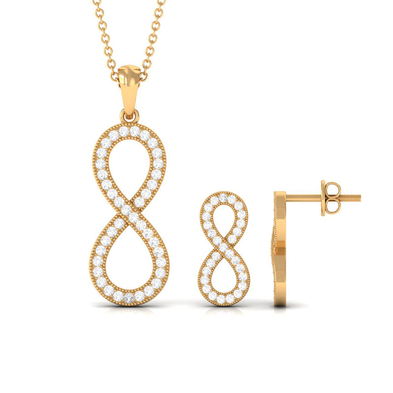 Simple moissanite infinity jewelry set featuring sparkling moissanite stones and elegant design, perfect for special occasions.