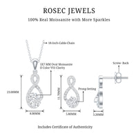 Certified 2 Carat Moissanite Infinity Necklace and Earring Set