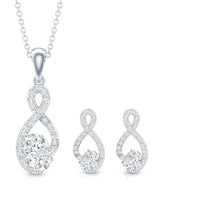 Certified 2 Carat Moissanite Infinity Necklace and Earring Set