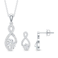 Certified 2 Carat Moissanite Infinity Necklace and Earring Set