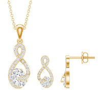 Certified 2 Carat Moissanite Infinity Necklace and Earring Set