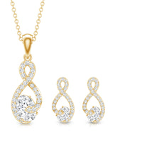 Certified 2 Carat Moissanite Infinity Necklace and Earring Set