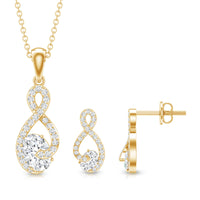 Certified 2 Carat Moissanite Infinity Necklace and Earring Set