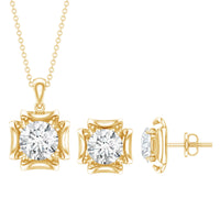 4 CT Round Shape Moissanite Solitaire Jewelry Set