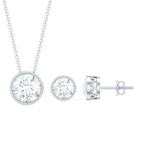 4 CT Simple Moissanite Solitaire Jewelry Set in Bezel Setting