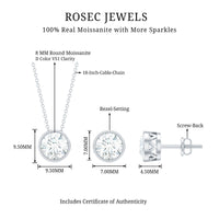 4 CT Simple Moissanite Solitaire Jewelry Set in Bezel Setting