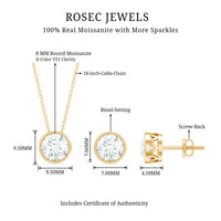 4 CT Simple Moissanite Solitaire Jewelry Set in Bezel Setting